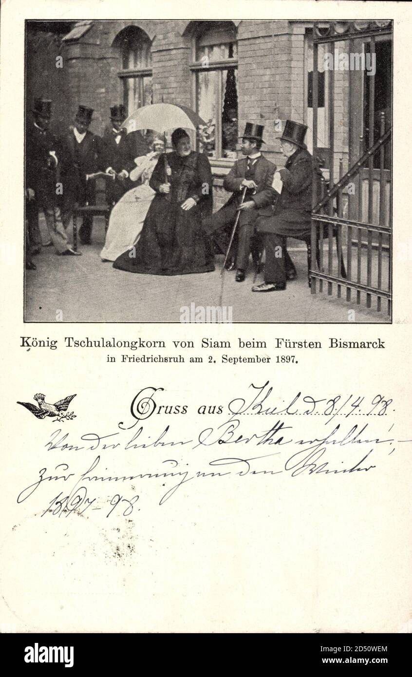 König Tschulalongkorn von Siam beim Fürsten Bismarck, Friedrichsruh, 1897 | usage worldwide Stock Photo