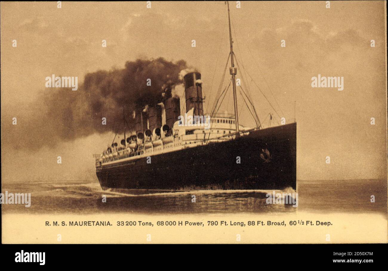 R.M.S. Mauretania, Cunard Line, Dampfschiff, Steamer | usage worldwide Stock Photo