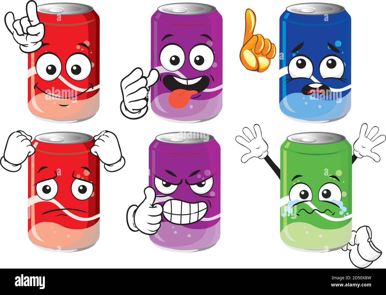 Soda Can Drink And Beverage Concept Emoticon Collection Cartoon Characters For Kids Coloring Book Colouring Pages T Shirt Print Icon Logo Labe Stock Vector Image Art Alamy