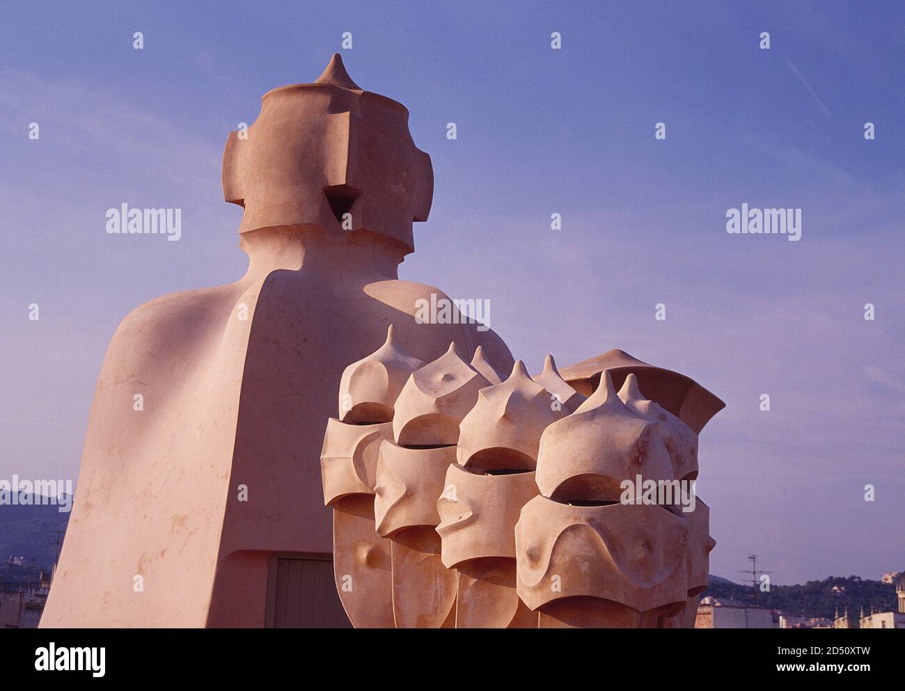 Chimneys. Mila House, La Pedrera, Barcelona, Spain. Stock Photo