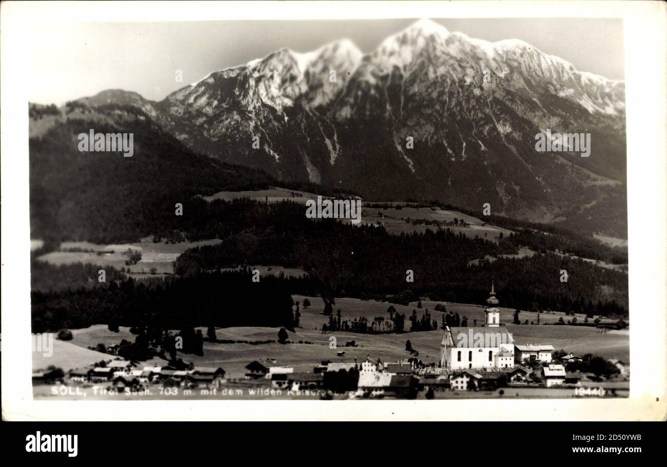 Söll in Tirol, Gesamtansicht des Ortes mit Wildem Kaiser | usage ...