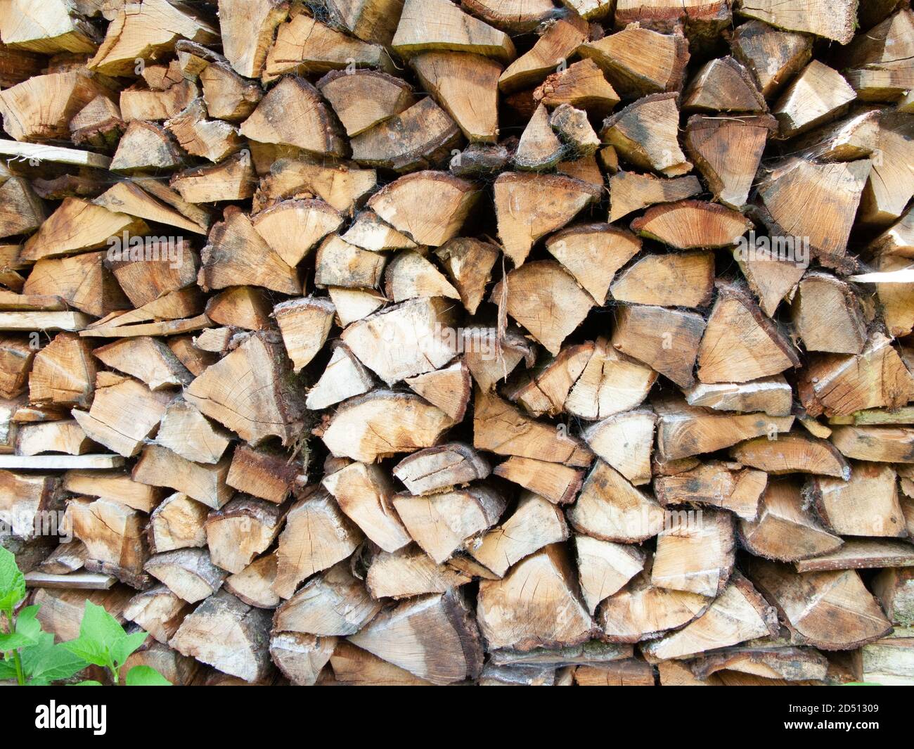 Stacked firewood ready to be used. Stock Photo