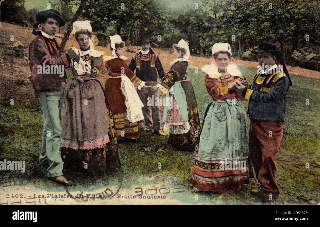 Les Plaisirs du Village, Petite Sauterie, Bauern in Trachten beim Tanzen usage worldwide Stock