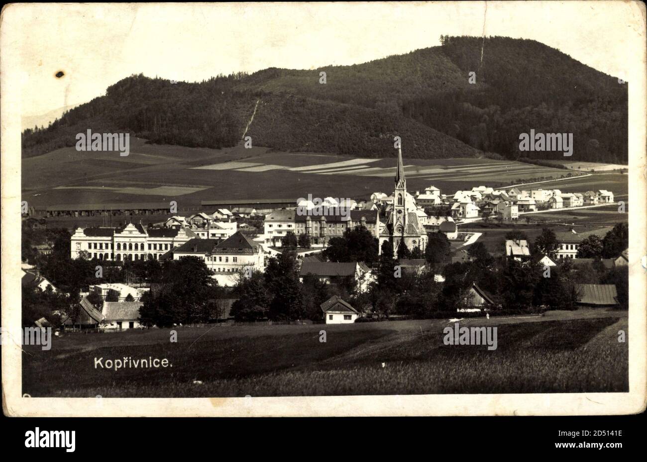 Koprivnice Mährisch Schlesien, Panorama mit Berg | usage worldwide Stock Photo