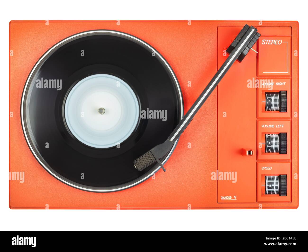 Vintage cute orange record player isolated on a white background Stock  Photo - Alamy