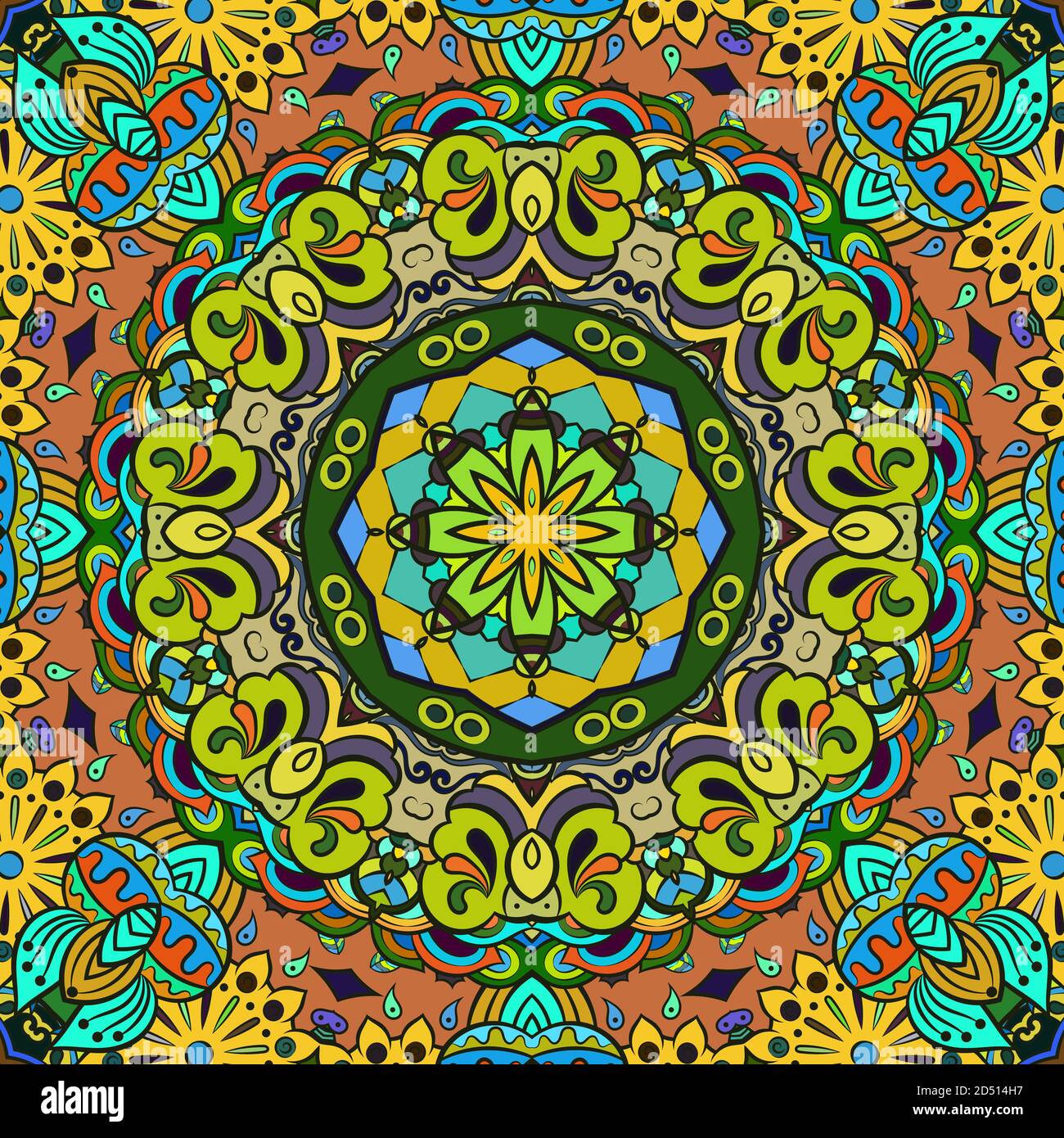 Seamless tracery tile mehndi design Stock Vector