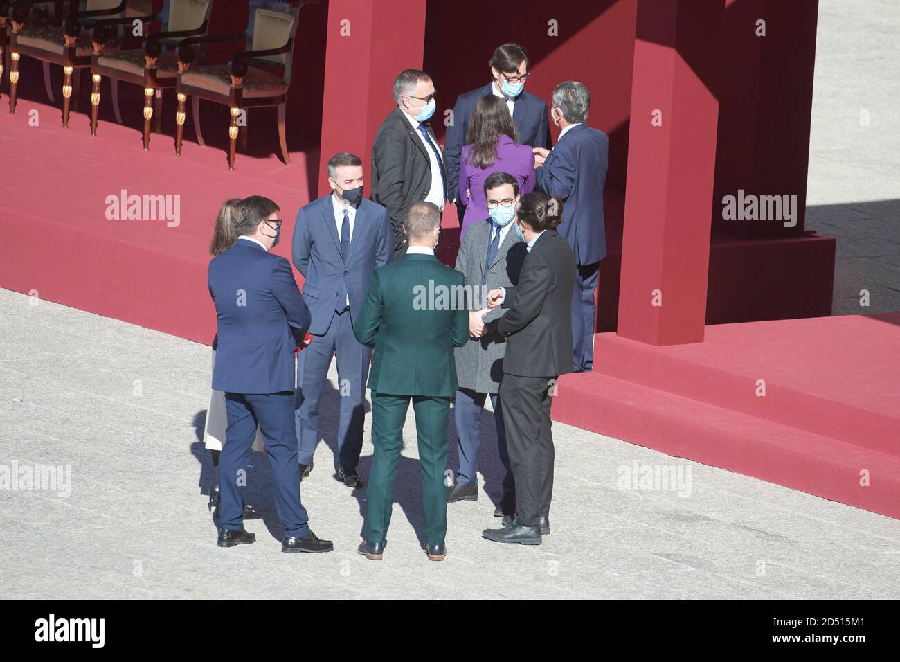 Madrid, Madrid, Spain. 12th Oct, 2020. Irene Montero, Pablo Iglesias, Alberto Garzon attends The National Day Military Parade at Royal Palace on October 12, 2020 in Madrid, Spain Credit: Jack Abuin/ZUMA Wire/Alamy Live News Stock Photo