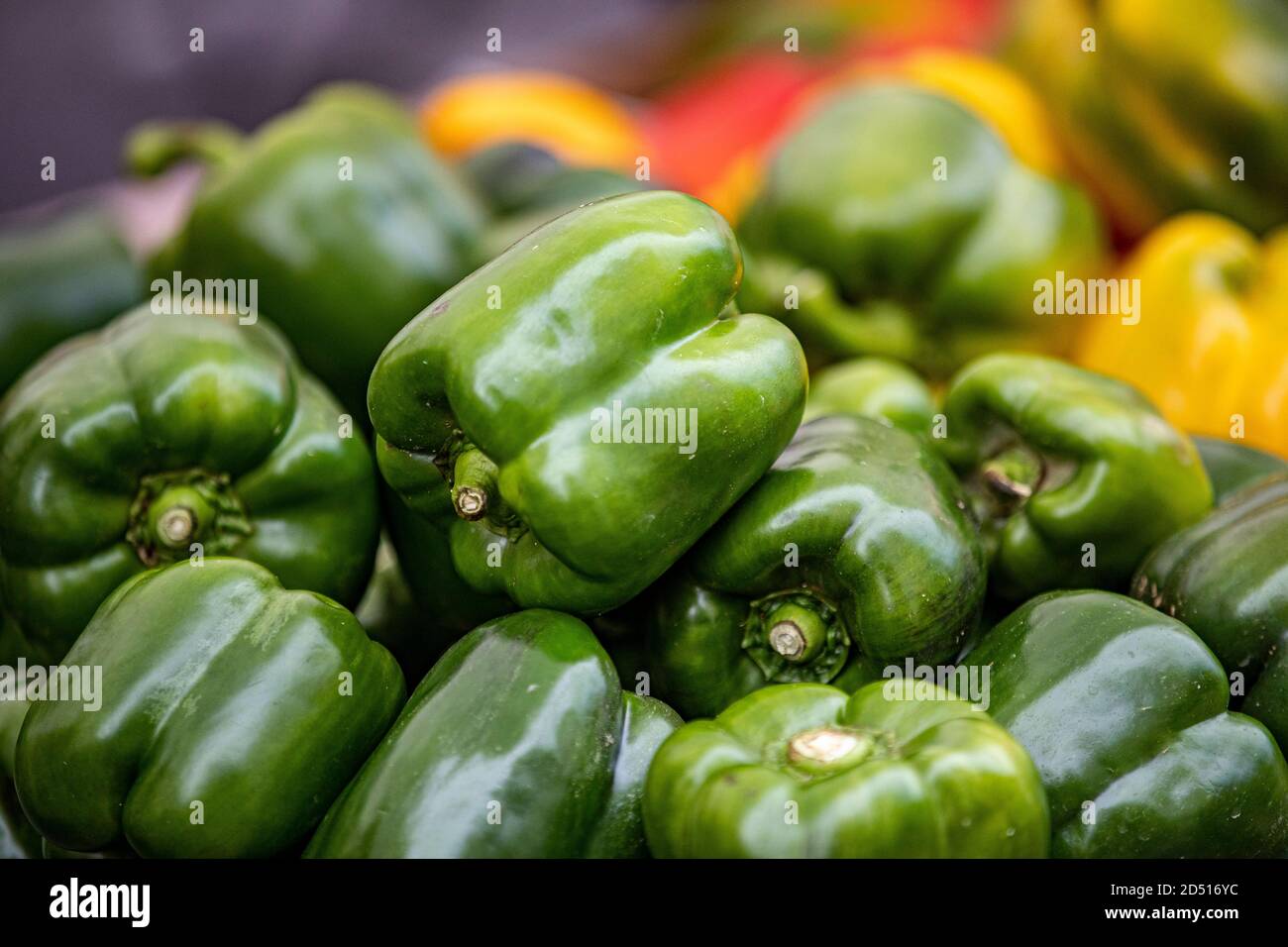 Peppers on display at a farmers market Stock Photo - Alamy