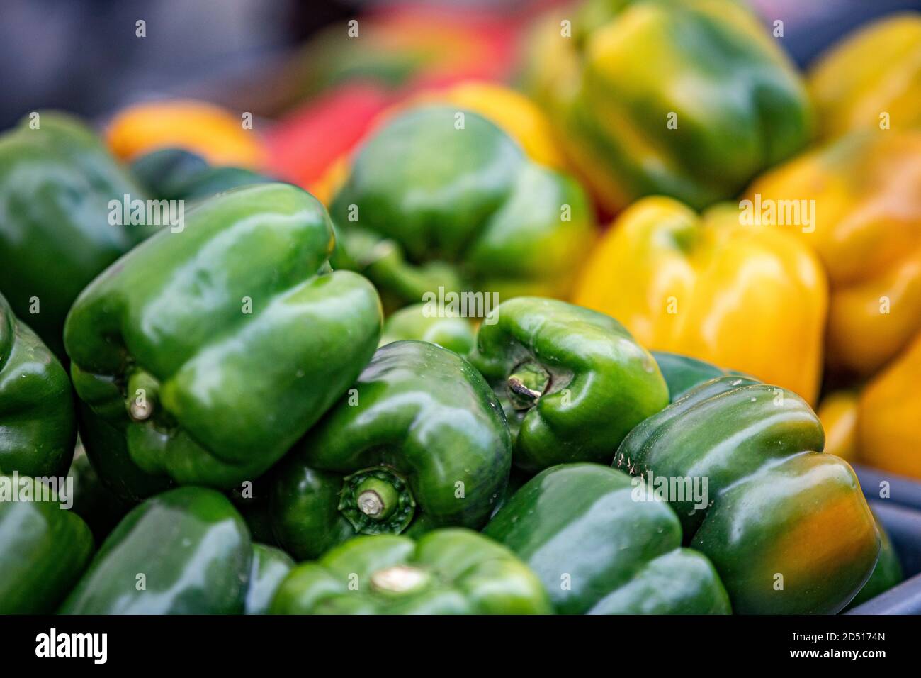 Peppers on display at a farmers market Stock Photo - Alamy