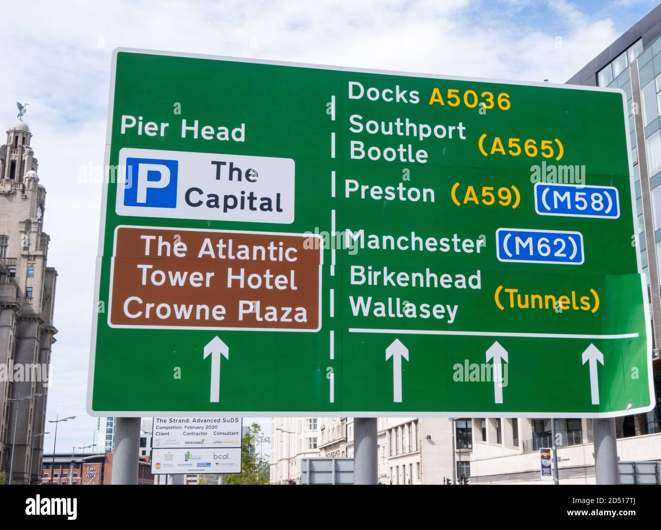Road signs in the city centre in Liverpool July 2020 Stock Photo