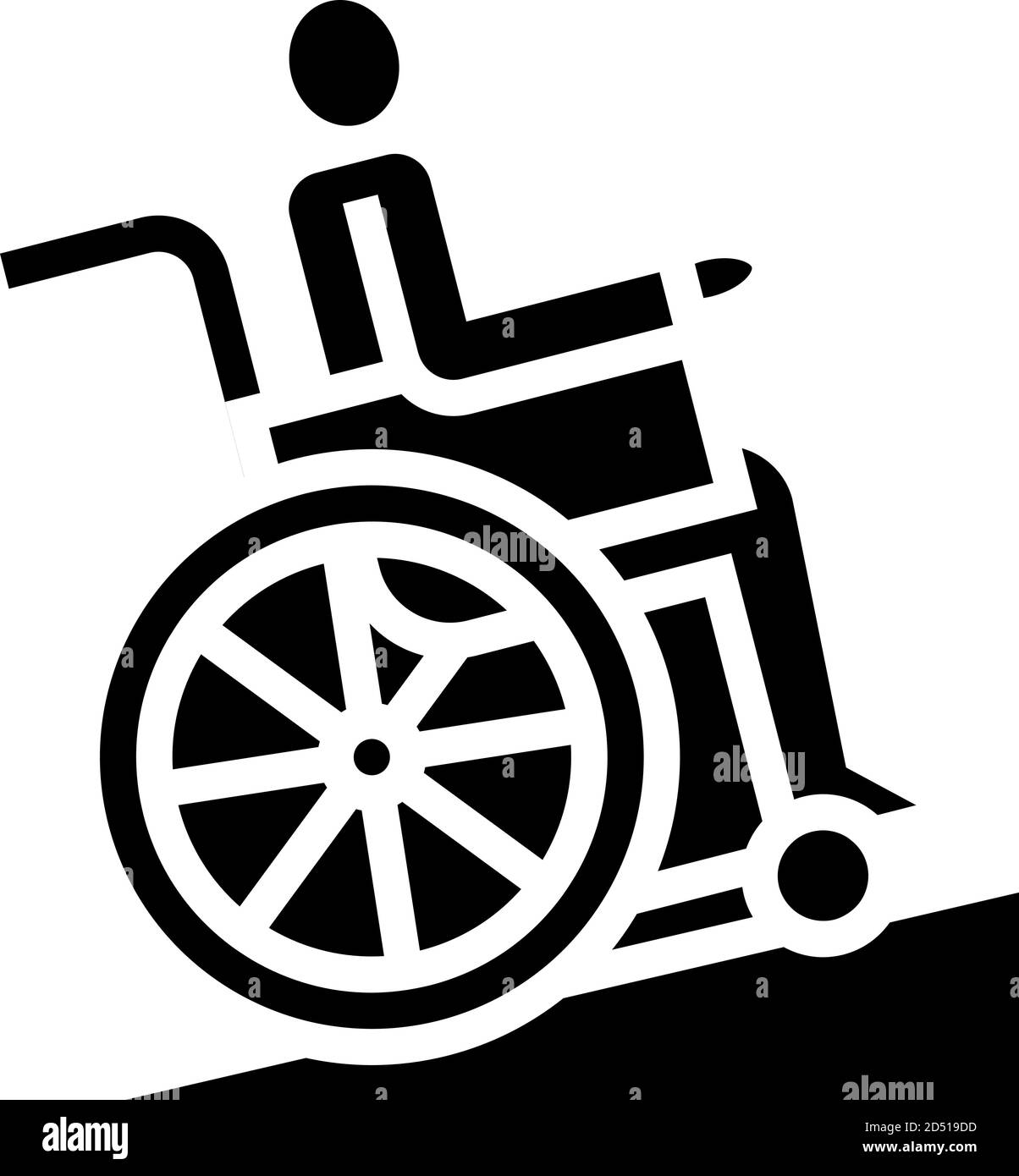 disabled in wheelchair riding glyph icon vector illustration Stock Vector