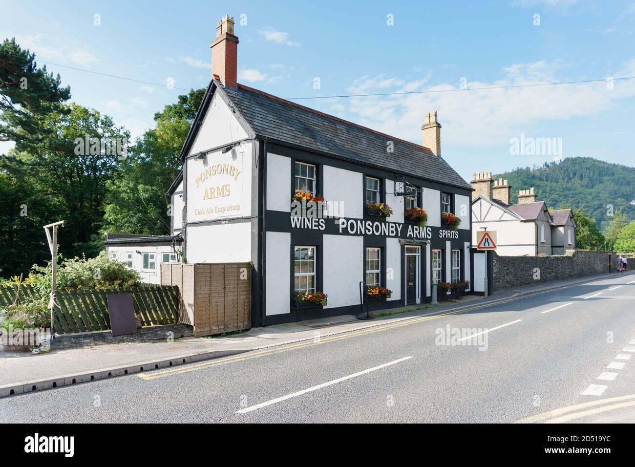 The Ponsonby Arms pub and restaurant next to the Dee bridge in Llangollen North Wales named after Sarah Ponsonby one of the ladies of Llangollen Stock Photo