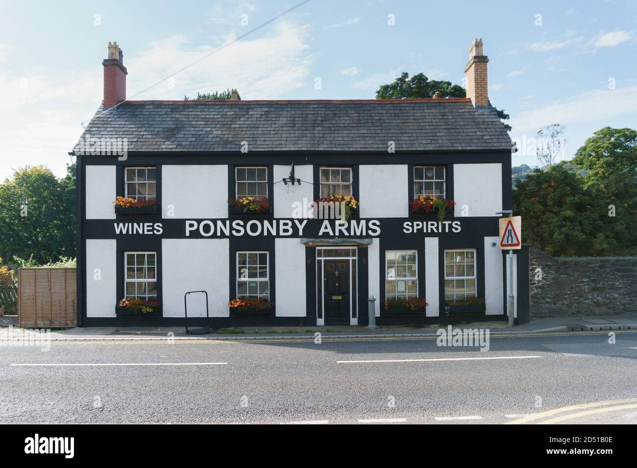 The Ponsonby Arms pub and restaurant next to the Dee bridge in Llangollen North Wales named after Sarah Ponsonby one of the ladies of Llangollen Stock Photo