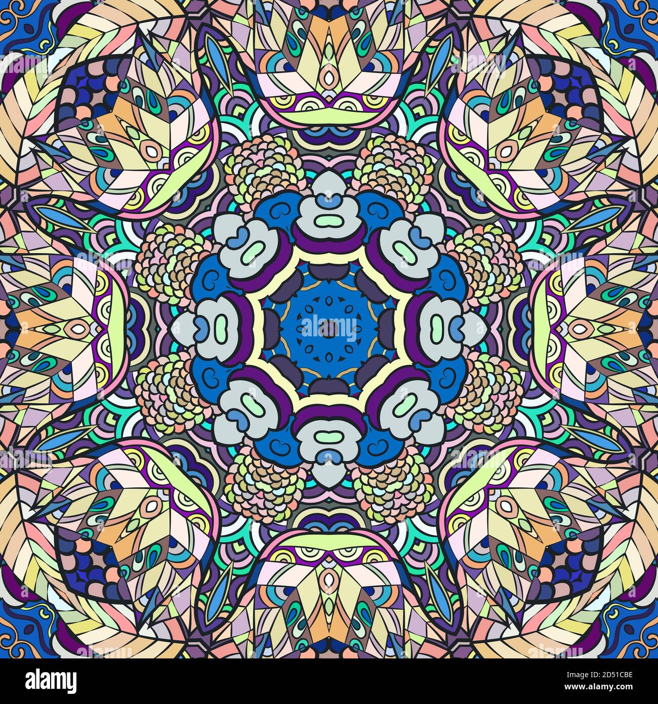 Seamless tracery tile mehndi design Stock Vector