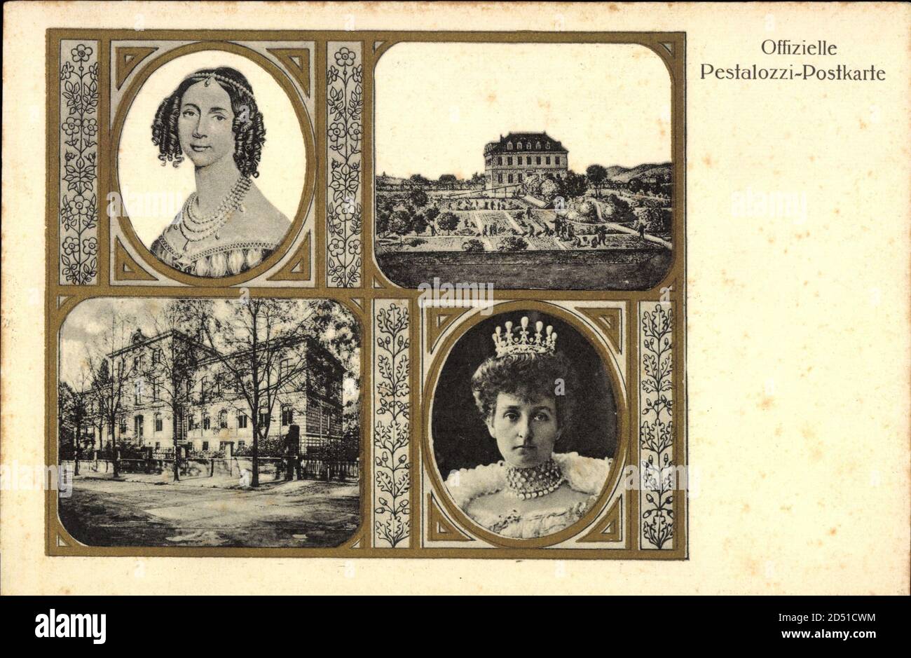Pestalozzi Postkarte, Johann Heinrich Pestalozzi, Königin | usage worldwide Stock Photo