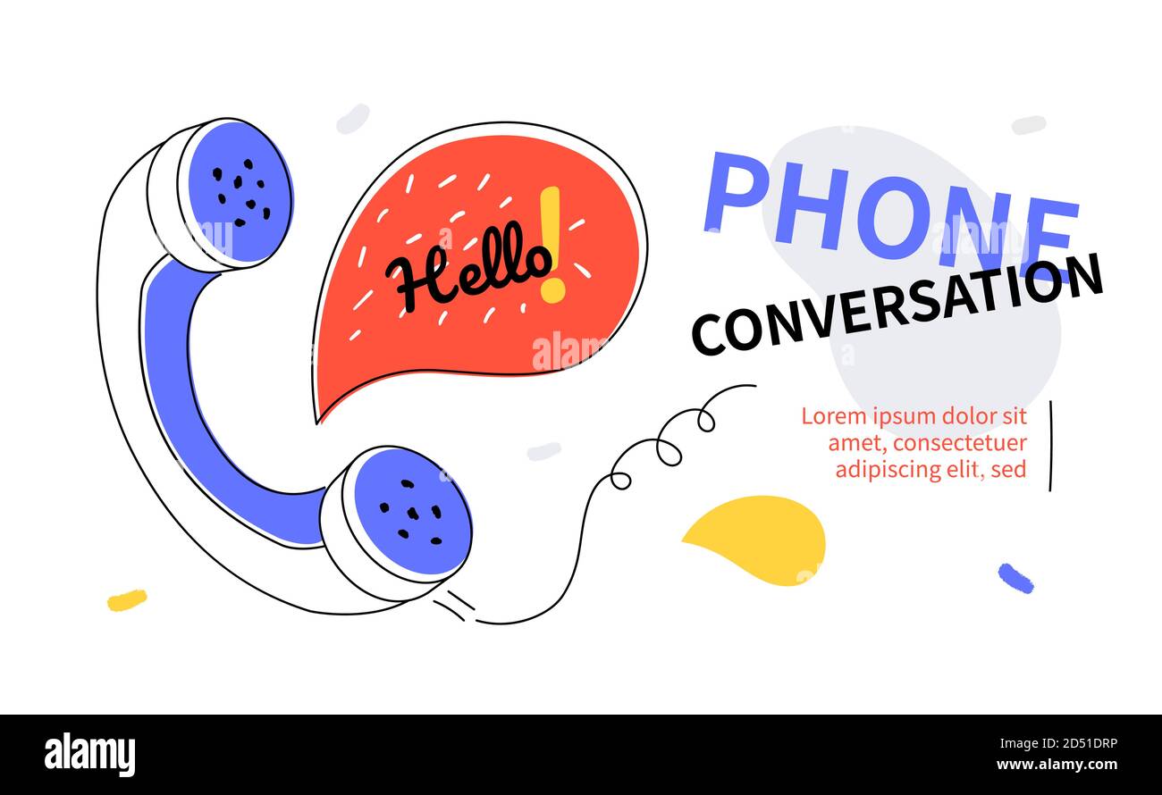 Phone conversation - modern colorful flat design style web banner Stock Vector