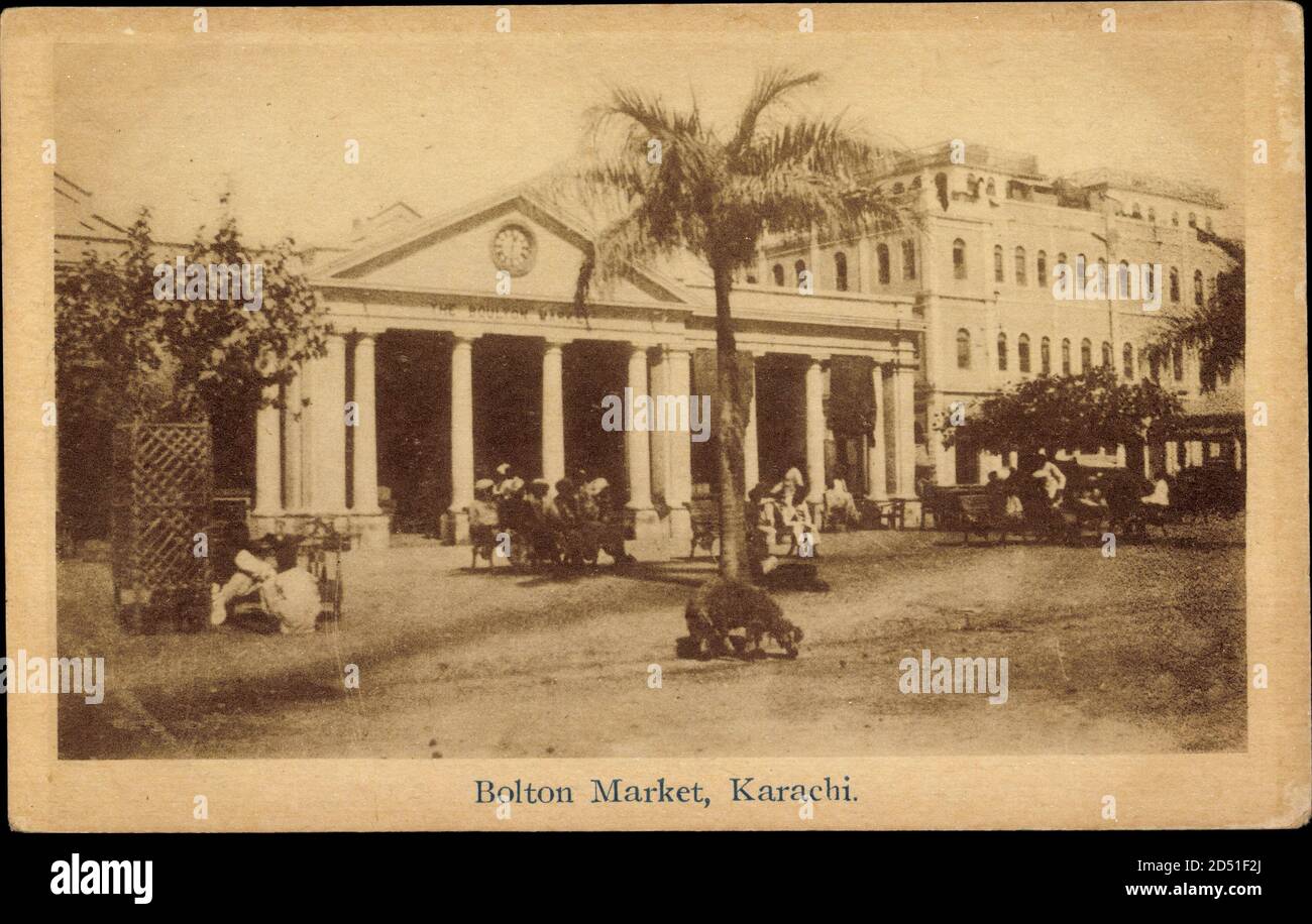 Karachi Indien, Bolton Market, Palm Tree, Building | usage worldwide Stock Photo