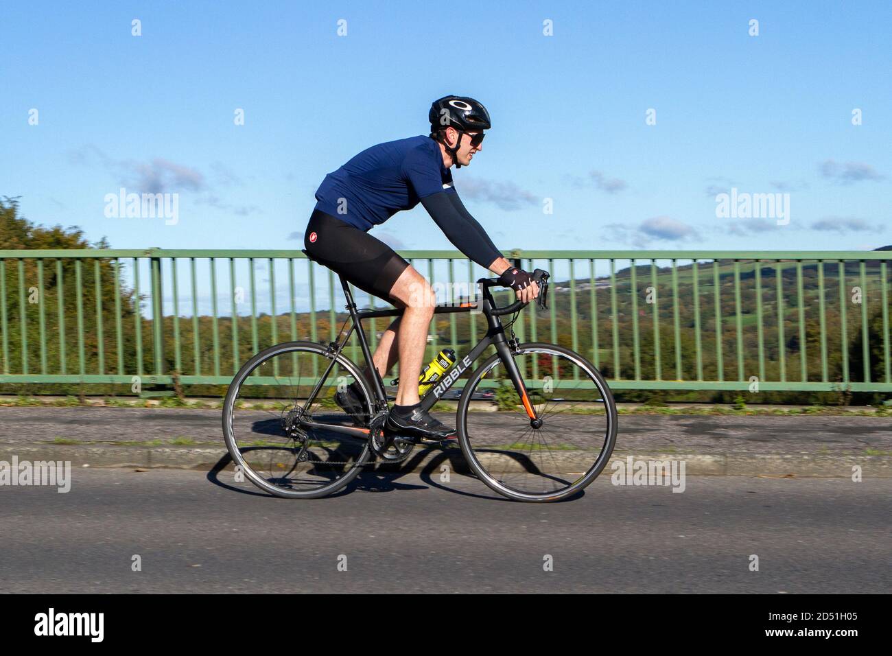 Male cyclist riding a Ribble carbon 