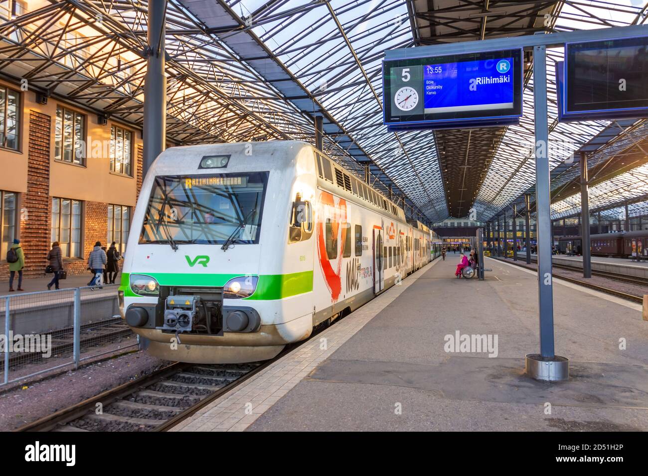 Modern passangers train VR Group Central Station. Finland, Helsinki. 24  november 2018 Stock Photo - Alamy