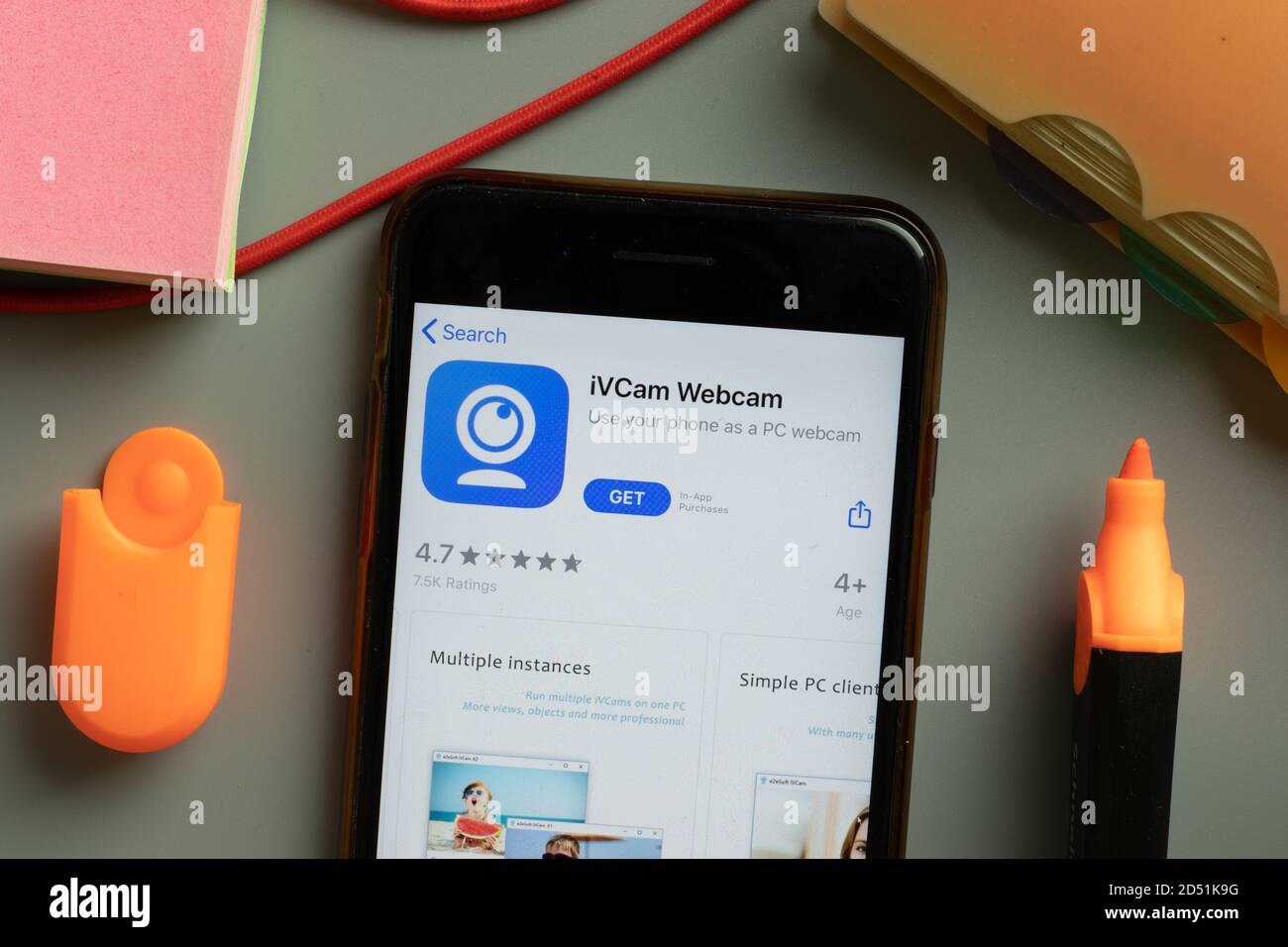 New York, USA - 29 September 2020: iVCam Webcam mobile app logo on phone  screen close up, Illustrative Editorial Stock Photo - Alamy