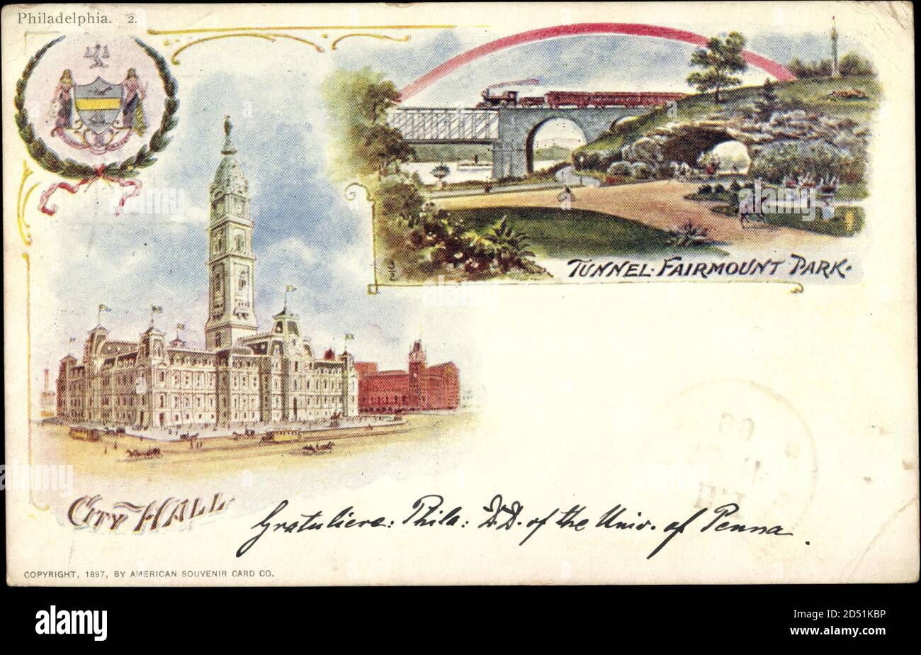 Philadelphia Pennsylvania, City Hall, Fairmount usage worldwide Stock