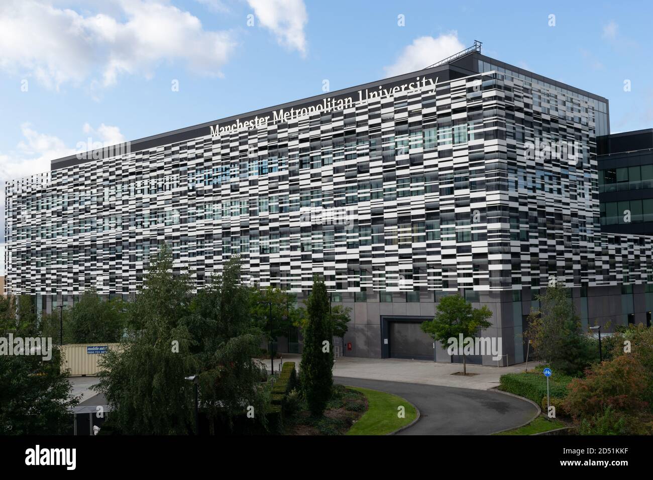 Brooks Building on the Birley Fields campus. Manchester Metropolitan University, UK  with logo. Stock Photo
