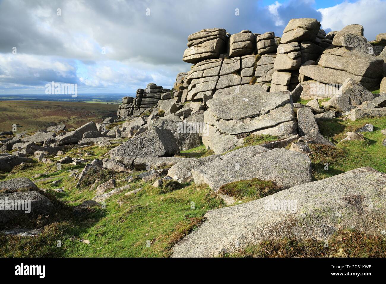 Rock stacks on Belstone tor, Dartmoor National Park, Devon, England, UK Stock Photo