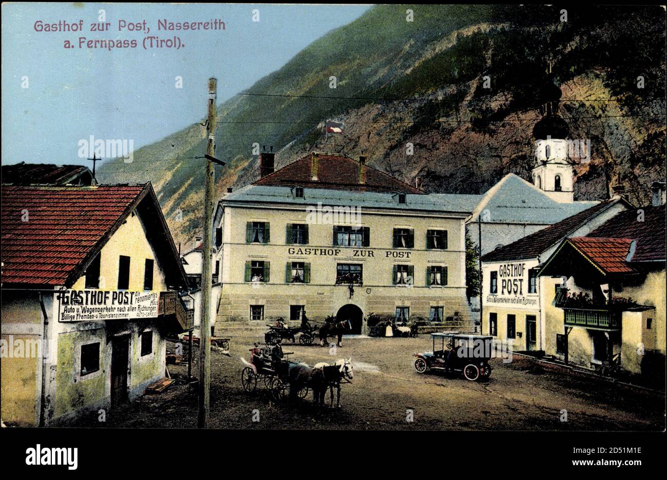 Nassereith Tirol, Fernpass, Gasthof zur Post,Kutsche | usage worldwide Stock Photo