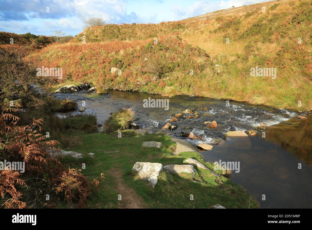 River Taw in Autumn, near Belstone, Dartmoor National Park, Devon, England, UK Stock Photo