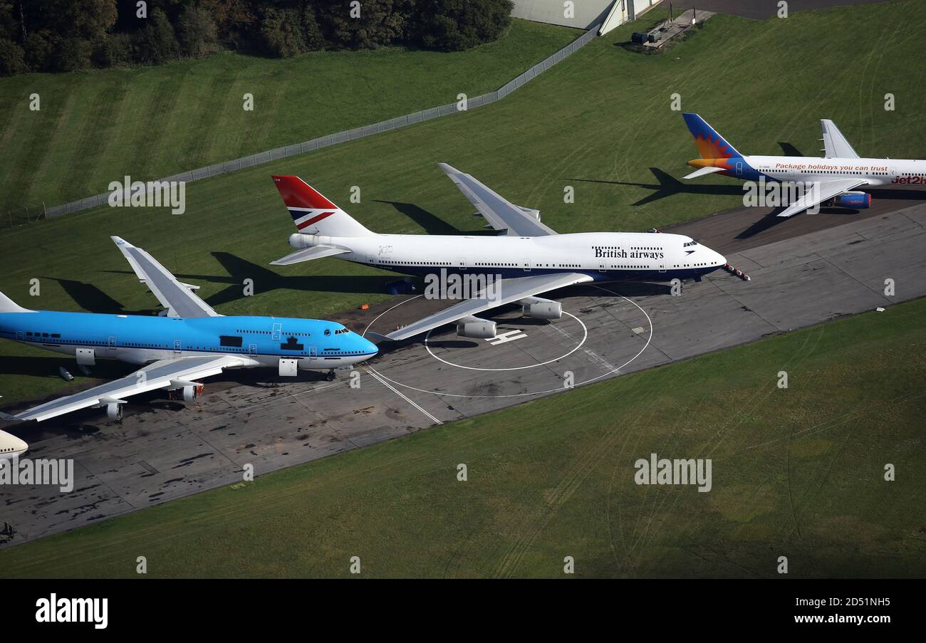 Aerial views of the Negus & Negus liveried British Airways Boeing 747