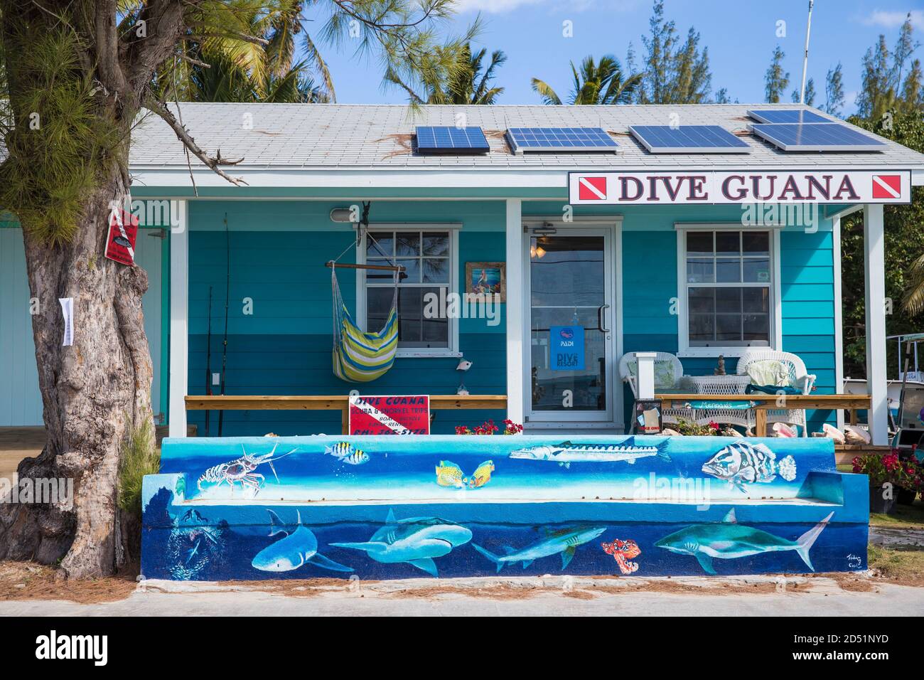 Bahamas, Abaco Islands, Great Guana Cay, Dive shop Stock Photo Alamy