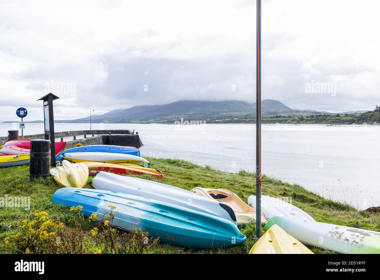 Boats at the Pier at Old Head, Louisburgh, County Mayo, Ireland Stock Photo