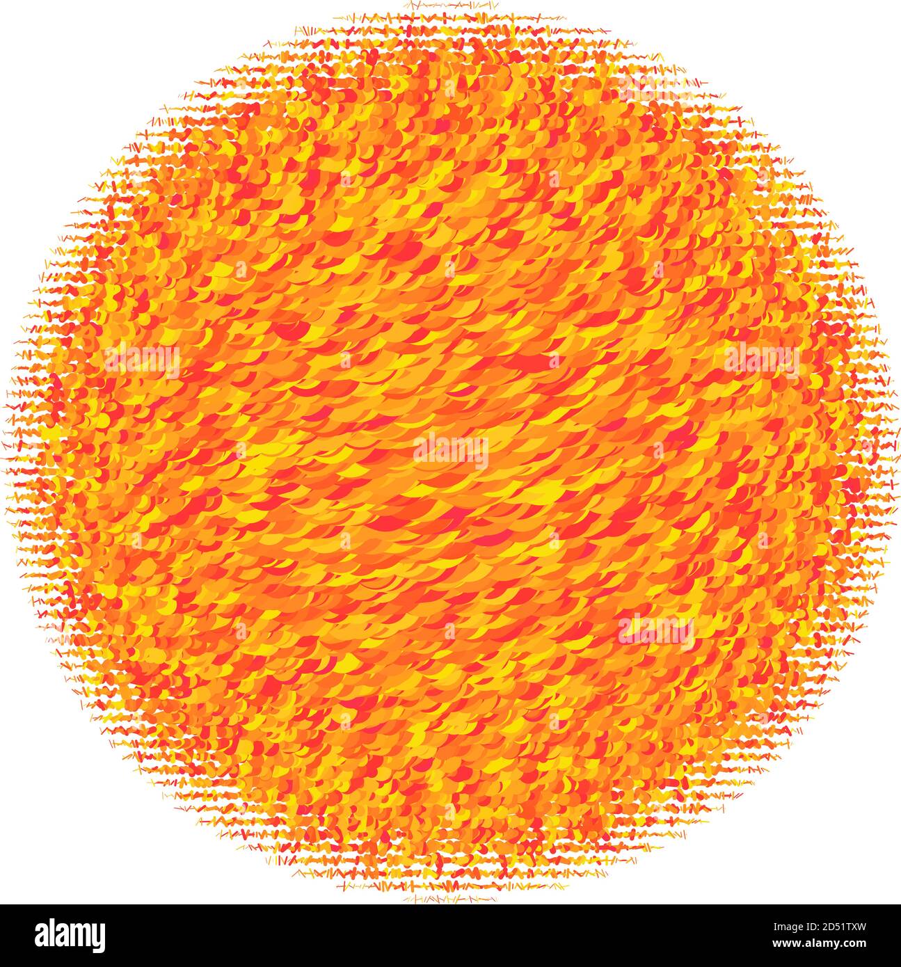 Geometric circle element, shape. Segmented circle vector illustration. Abstract yellow, orange circle icon. Random, scatter circle composition Stock Vector