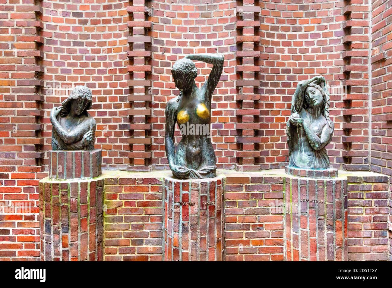 Sculptures by famous historic centre of Bremen - Böttcherstrasse, Germany Stock Photo