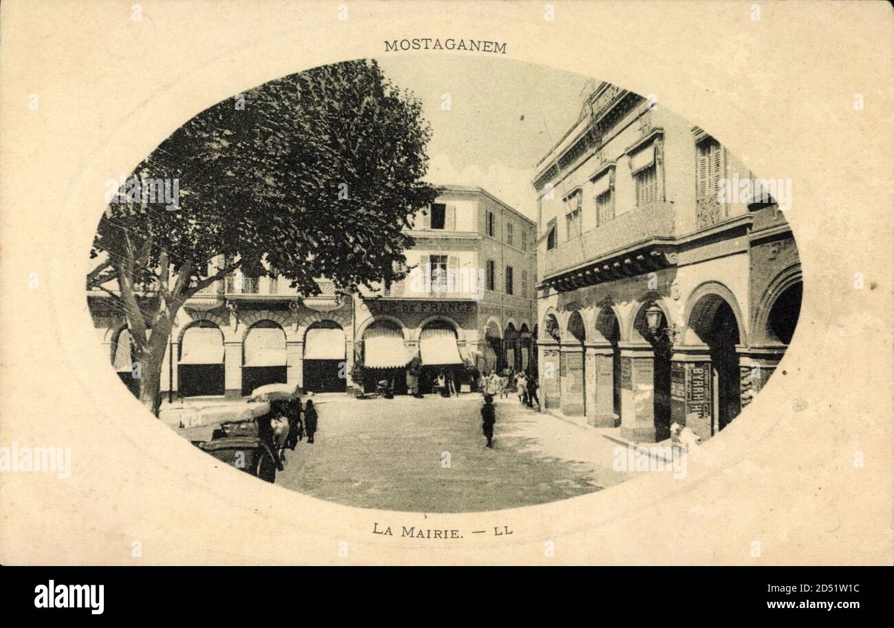 Passepartout  Mostaganem in Algerien, La Mairie, Cafe de France | usage worldwide Stock Photo