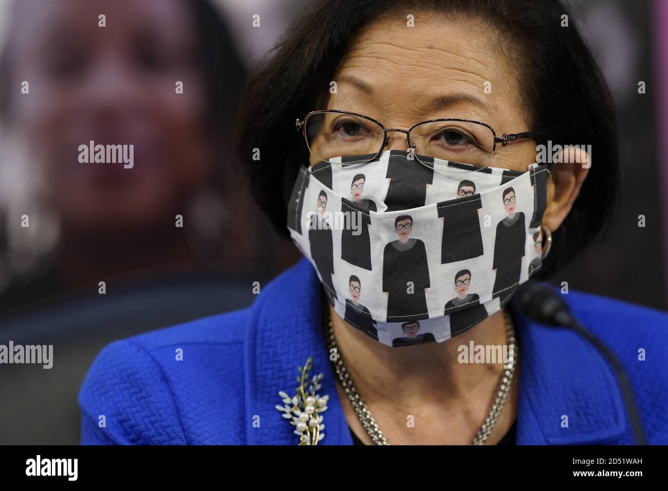 United States Senator Mazie Hirono (Democrat of Hawaii), listens during a confirmation hearing for Supreme Court nominee Amy Coney Barrett before the Senate Judiciary Committee, Monday, Oct. 12, 2020, on Capitol Hill in Washington. Credit: Susie Walsh/Pool via CNP | usage worldwide Stock Photo
