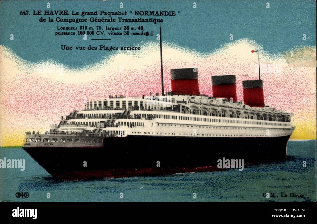 Le Havre, Le grand Paquebot Normandie de French Line | usage worldwide ...