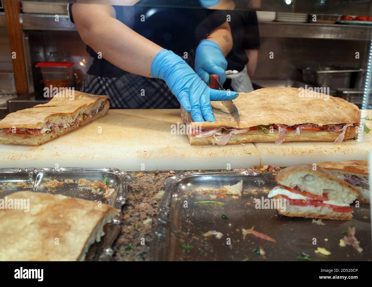 Preparation of stuffed sandwich Stock Photo