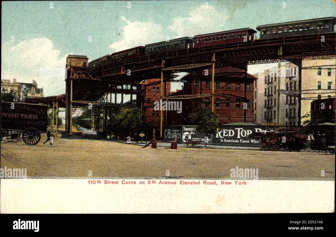 New York USA, 110th Street Curve on 9th Avenue Elevated Road usage
