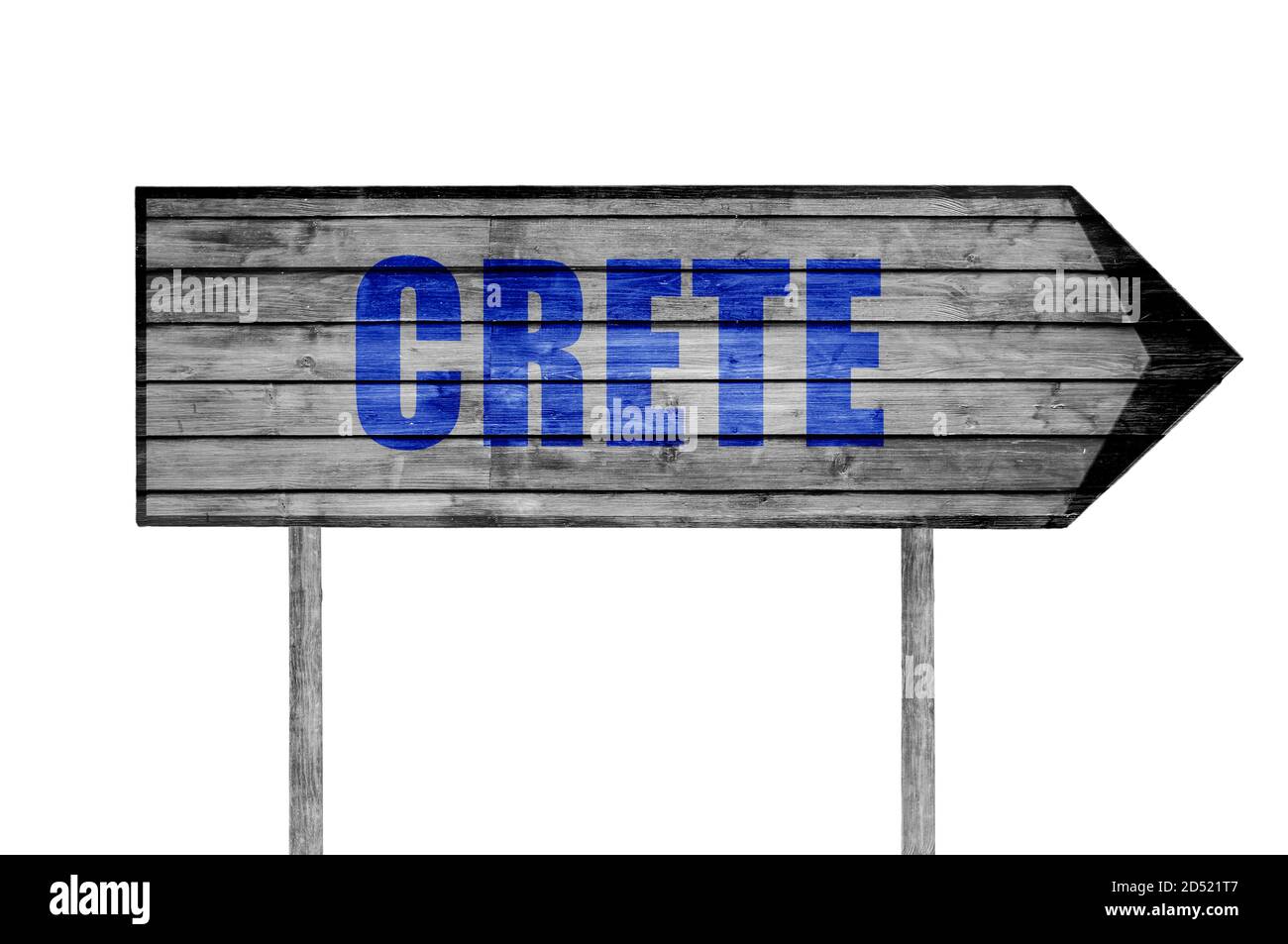 Crete wooden sign with beach background Stock Photo