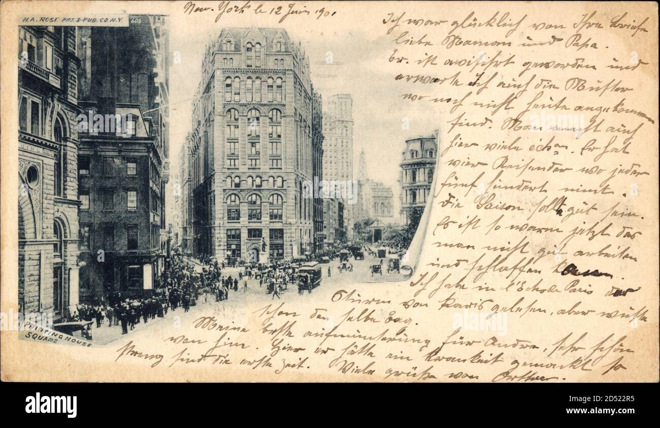 New York City, Printing House Square, Hochhäuser, Straßenbahn usage