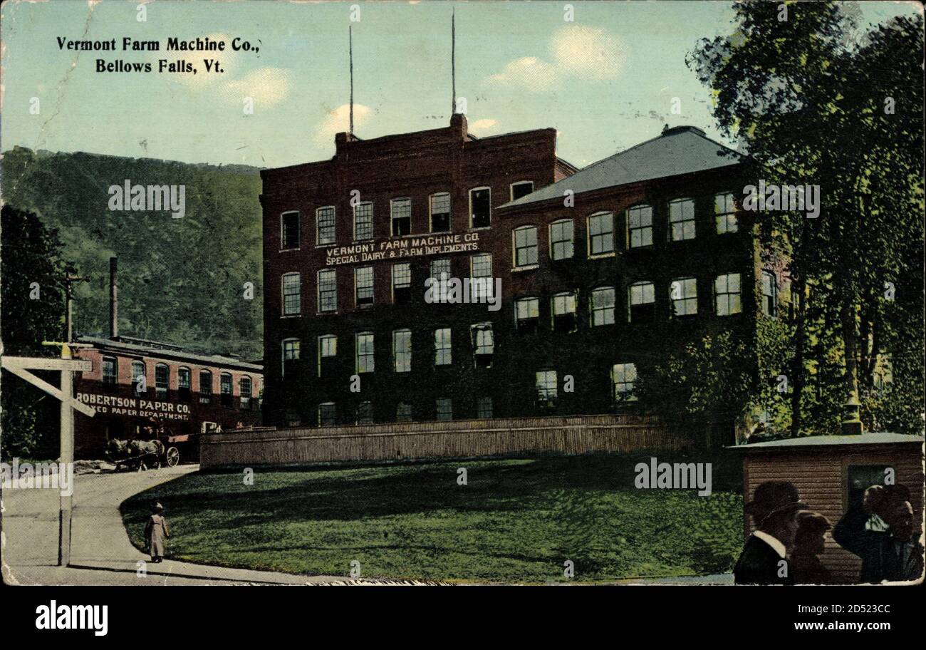 Bellows Falls Vermont, Vt. Farm Machine Co., Robertson Paper Co usage