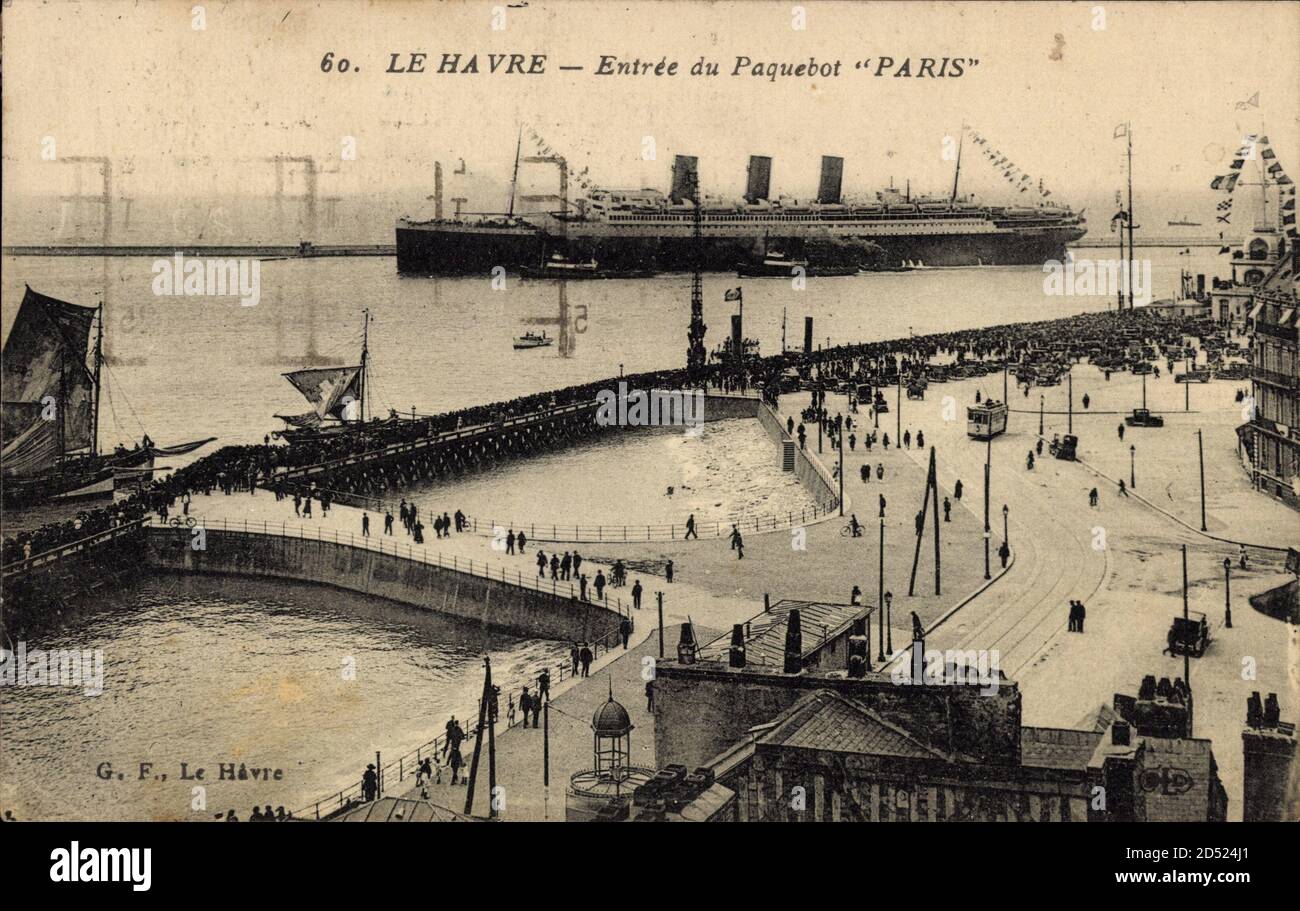 Le Havre Seine Maritime, Entrée du Paquebot Paris, CGT | usage worldwide Stock Photo