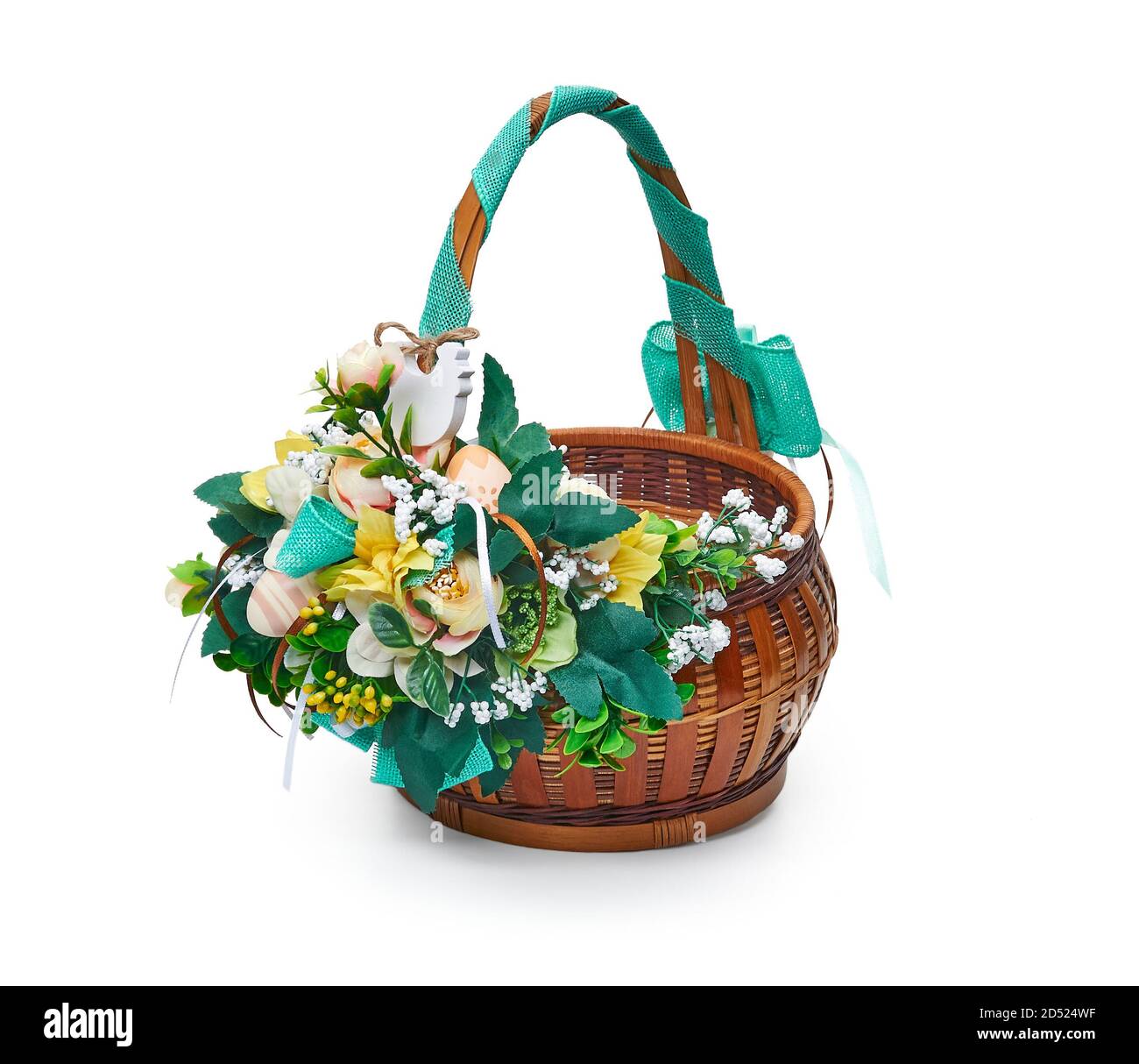 Easter basket decorations “White and pink spring flowers”
