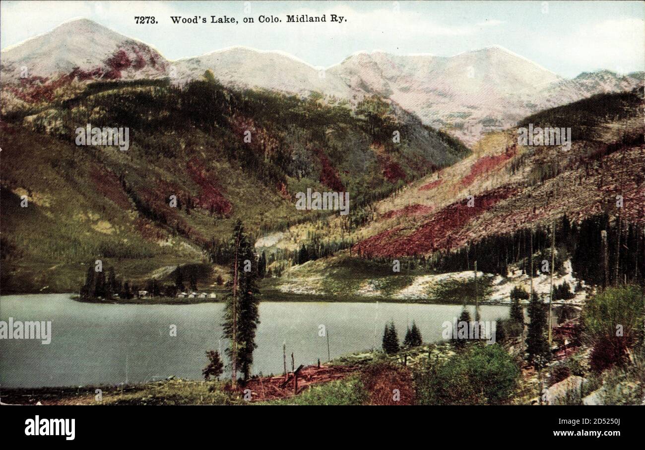 Midland Railway Colorado, Wood's Lake, Waldlandschaft, Berge | usage worldwide Stock Photo
