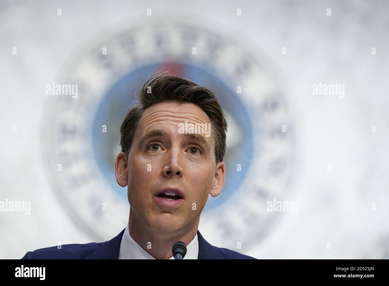 United States Senator Josh Hawley (Republican of Missouri), speaks during a confirmation hearing for Supreme Court nominee Amy Coney Barrett before the Senate Judiciary Committee, Monday, Oct. 12, 2020, on Capitol Hill in Washington. Credit: Susie Walsh/Pool via CNP | usage worldwide Stock Photo