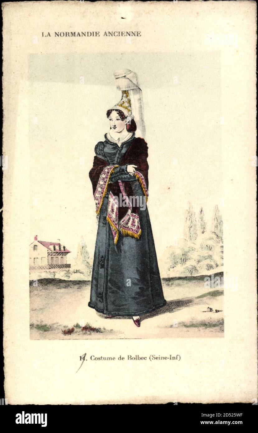 Bolbec Normandie Ancienne, Costume de Bolbec, femme | usage worldwide Stock Photo