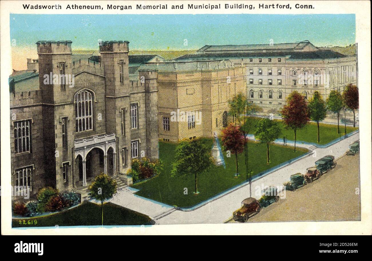 Hartford Connecticut, Wadsworth Atheneum Morgan Memorial and Municipal Bldg | usage worldwide Stock Photo