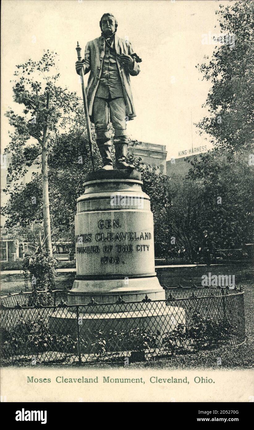 Cleveland Ohio USA, general view of the Moses Cleveland Monument usage worldwide Stock Photo