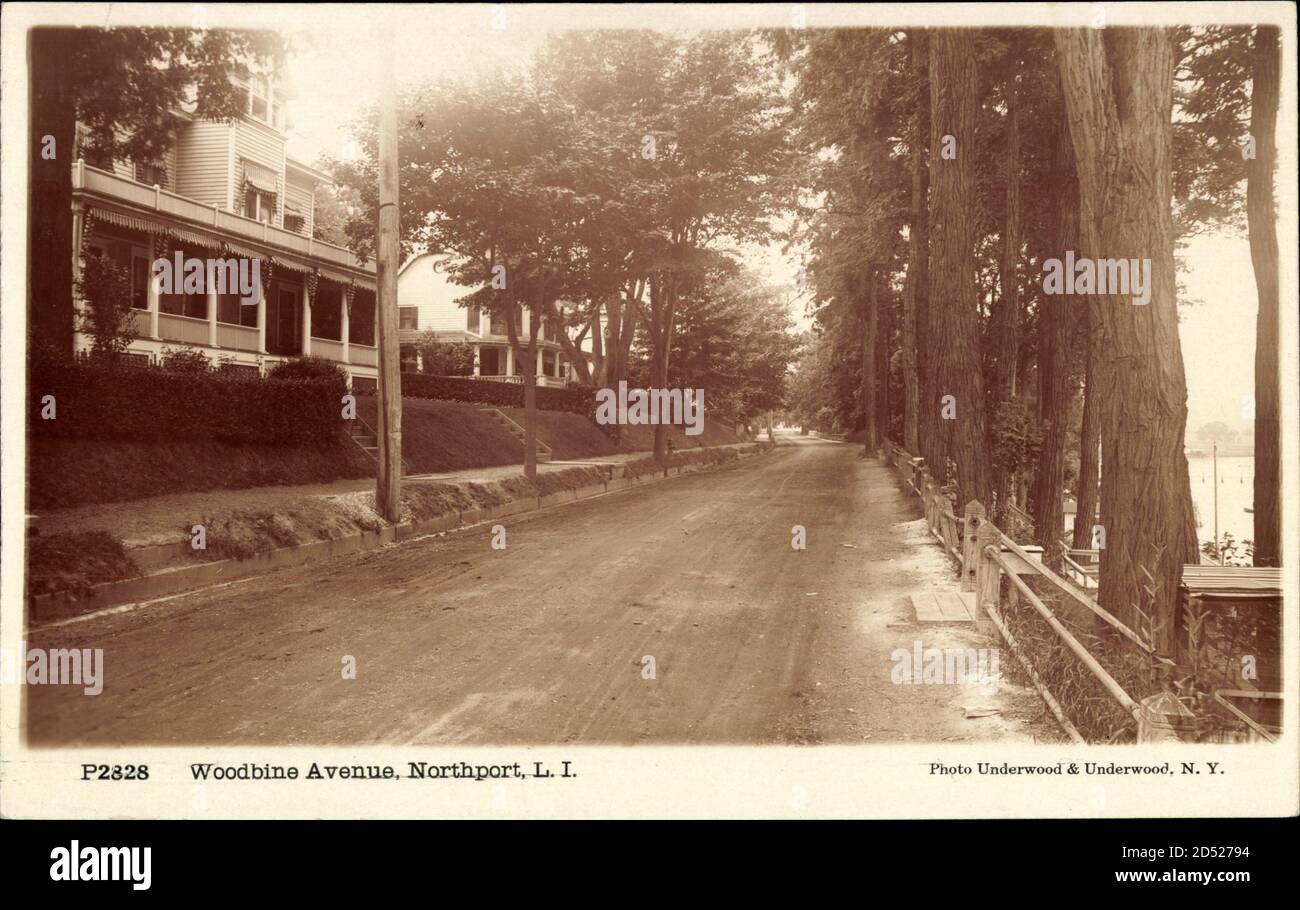 Northport New York USA, view of Woodbine Avenue usage worldwide Stock